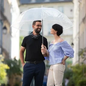 Slnečník Golf priehľadný biely