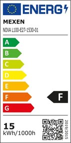Mexen Nova, LED žiarovka E27, A60, 15W, teplá - 3000K, 1575 lm - L100-E27-1530-01