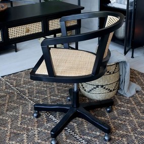 Antik drevená stolička s výpletom a opierkami na kolieskach Old French chair - 62*62*92 cm
