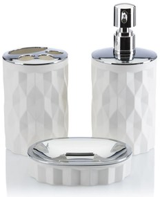 Sada kúpeľňových doplnkov Reina biela/prvky s chrómovou povrchovou úpravou