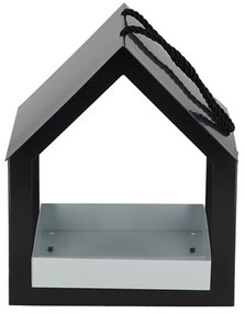 Závesné kŕmidlo pre vtáky Easy, 23x19x19 cm, kov, čierna