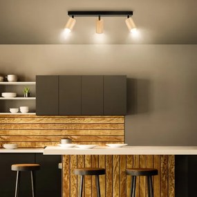 Brilagi - Bodové svietidlo SELE 3xGU10/30W/230V čierna/dekor duba