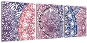 Obraz z mandál (s hodinami) (90x30 cm)