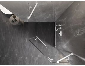 Mexen Lunar, päťuholníkový sprchový kút s pravým sklonom 80 x 100 cm, 8mm číre sklo, biely profil, 831-080P-100L-20-00-P