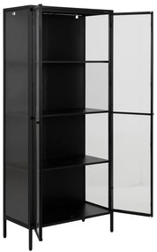 Čierna kovová vitrína Actona Newcastle, výška 180 cm