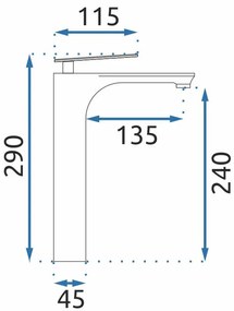 Rea Berg, vysoká umývadlová batéria h-290, zlatá lesklá, REA-B2042