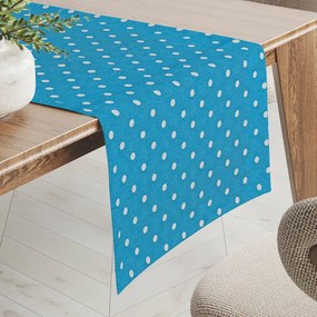 Biante Dekoračný behúň na stôl Leona LN-021 Biele bodky na modrom 20x120 cm
