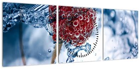 Obraz - detail maliny vo vode (s hodinami) (90x30 cm)
