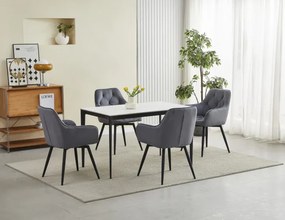 Jedálenská otočná stolička JORK360 zamatová, tmavosivá (čierne nohy)