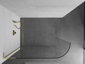 Mexen Kioto L, sprchová zástena Walk-In 110 x 200 cm, 8mm číre sklo, zlatý lesklý profil,800-110-103-50-06