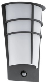 EGLO Vonkajšie nástenné LED svetlo BREGANZO 1, čierne, čidlo