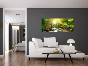 Obraz rieky v zelenom lese (120x50 cm)