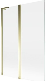 Mexen Mist L, 2-krídlová vaňová zástena 120 x 150 cm, číre sklo, zlatý lesklý profil, 8A9L-120-011-50-00