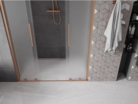 Mexen Velar Duo, posuvné sprchové dvere do otvoru 160 cm, 8mm sklo námraza, medená matná, 871-160-000-32-65