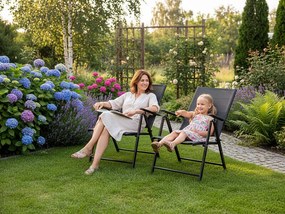 CH Polohovateľná záhradná oceľová stolička Glam - tmavosivá