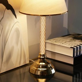 Stolní lampa Denis béžová/zlatá
