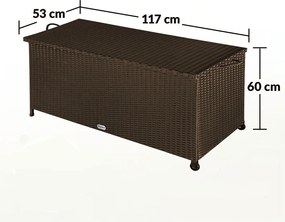 Polyratanový úložný box RICCO, 117 x 53 x 60cm, hnedá Casaria