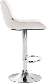 Barová stolička Vonore - zamat, chróm rám - Krémová