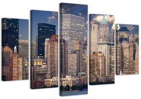 Obraz na plátně pětidílný Panorama města New York - 150x100 cm