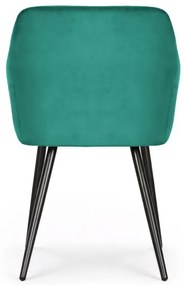 Sada dvoch jedálenských stoličiek ESTELLE zamatové, zelené / čierne nohy (2 ks)