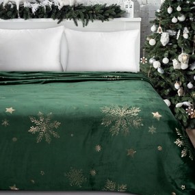 VIANOČNÁ FLANELOVÁ DEKA SNOW GOLD 150X200 CM VZOROVANÁ