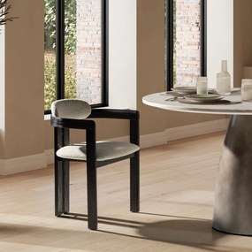 Biele/čierne čalúnené jedálenské kreslá v súprave s podrúčkami 2 ks Eiden – MOME
