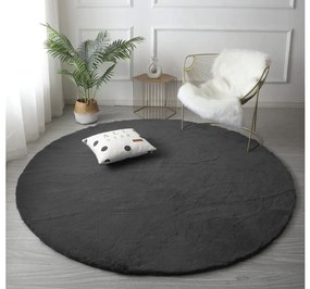 Tmavosivý okrúhly koberec Rabbit Rozmer: 90