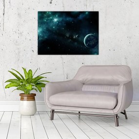 Sklenený obraz - Život vo vesmíre (70x50 cm)