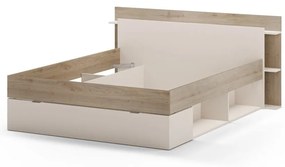 Dvojlôžková posteľ v dekore duba s úložným priestorom bez roštu v bielo-prírodnej farbe 160x200 cm Albo – Marckeric