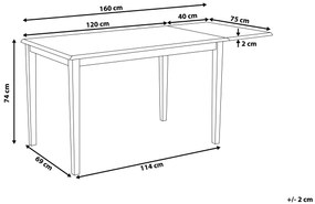 Rozkladací drevený stôl 120/160 x 75 cm svetlé drevo/biela LOUISIANA Beliani