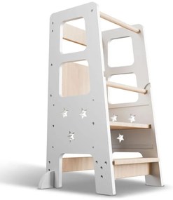 Rastúca detská učiaca veža, biela, výškovo prispôsobiteľná