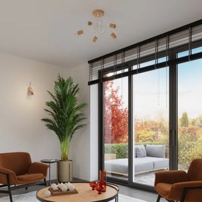 Sollux SL.1475 - Prisadený luster EMBER 5xE27/15W/230V biela/béžová/buk