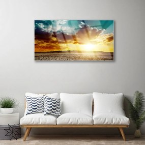 Obraz na skle Slnko púšť krajina 140x70 cm