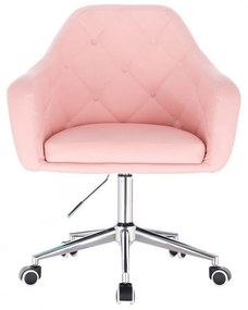 LuxuryForm DESIGN Kreslo ANDORA na strieborné podstave s kolieskami - ružová