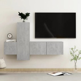 3-dielna súprava TV skriniek betónovo-sivá drevotrieska