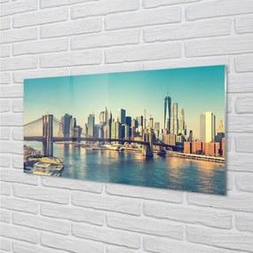 Sklenený obraz Panorama bridge river 125x50 cm