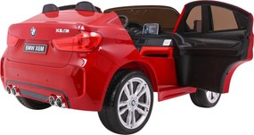 Ramiz Elektrické autíčko BMW X6M XXL pre 2 deti lakované červené SUV + diaľkové ovládanie + ekokoža
