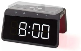 Nedis WCACQ30BK - Budík s LCD a bezdrôtovou nabíjačkou 15W/5V čierny