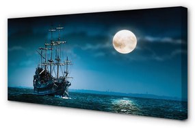 Obraz canvas Sea city mesiac loď 125x50 cm