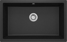 Deante Corda, granitový drez pod dosku 800x500x204 mm, 3,5" + priestorovo úsporný sifón, 1-komorový, grafitová metalíza, ZQA_G10D