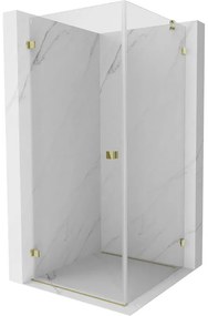 Mexen Lunar-B, výklopný sprchový kút ľavý 70 x 70 cm, 8mm číre sklo, zlatý profil, 832-070-070-50-00-L