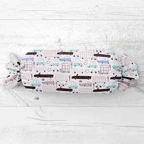 Biante Detský vankúš valec bonbon Sandra SA-199 Autíčka a autobusy 15x40 cm