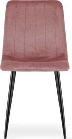 Ružová zamatová stolička LAVA s čiernymi nohami