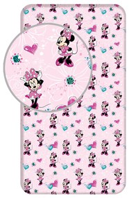 Jerry Fabrics Bavlnené napínacie prestieradlo 90x200 + 25 cm - Minnie "Flowers 02"