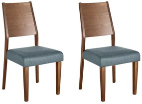 Sada 2 drevených jedálenských stoličiek tmavé drevo/sivá ELMIRA Beliani