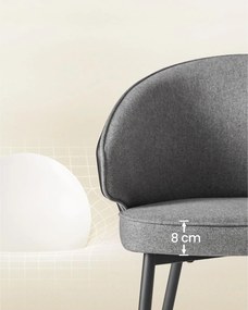 Jedálenské stoličky, sada 2 ks, kuchynské čalúnené stoličky, tmavosivé