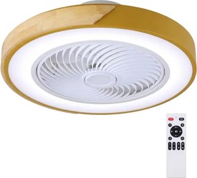Brilagi - LED stmievateľné svietidlo s ventilátorom LED/38W/230V 50 cm zlatá/dub + diaľkové ovládanie