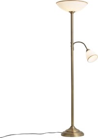 Klasická stojaca lampa bronzová s opálovým sklom 2-svetlá - Katarina