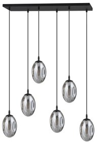 Luster na lanku ASTRAL 6xE14/10W/230V čierna/dymová