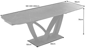 Luxusný jedálenský stôl ILINOIS 180-220-260 cm – v grafitovom prevedení